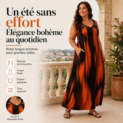 Mireille | Robe longue rayée grande taille