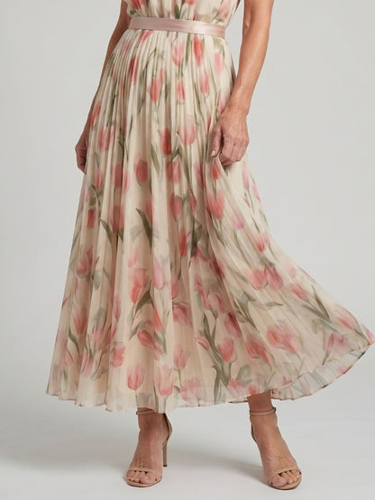 Fleurine | Robe midi florale, col bénitier et taille cintrée
