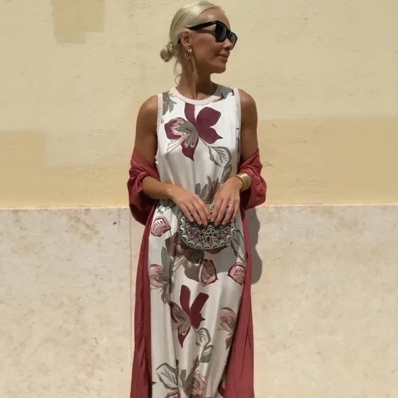 Majorie | Ensemble satiné artistique avec robe et châle assorti