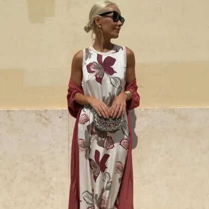 Majorie | Ensemble satiné artistique avec robe et châle assorti