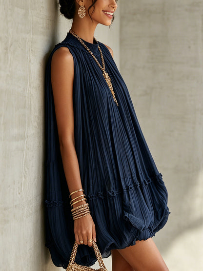 Verlaine | Mini robe en mousseline, col américain et jupe ballon