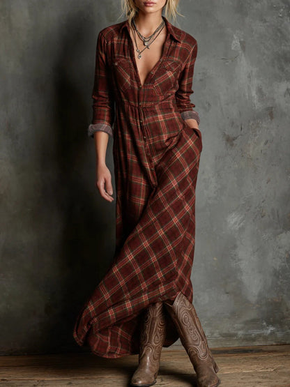 Madeleine | Robe chemise longue à carreaux vichy