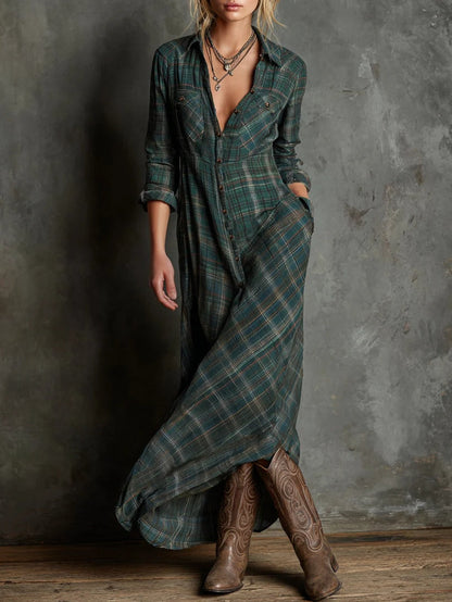 Madeleine | Robe chemise longue à carreaux vichy