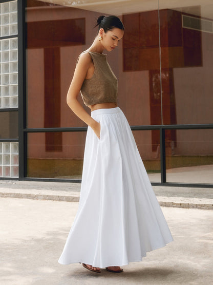 Margot | Jupe longue plissée taille haute