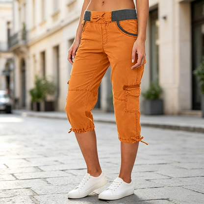 Valeria | Pantalon Capri Cargo taille haute