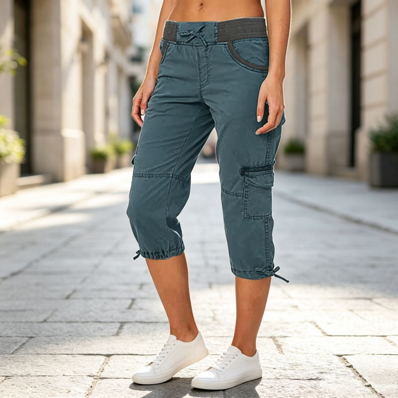 Valeria | Pantalon Capri Cargo taille haute